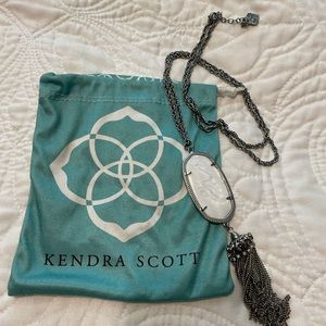 Kendra Scott Ryanne Silver and Pearl Long Pendant Necklace - NWOT